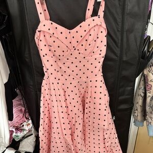 Pink Polka Dot Sundress - Sleeveless Fit & Flare